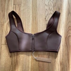 SKIMS Rubberized Scuba Swim Scoop Neck Top in Cocoa NWT